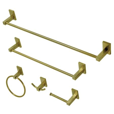 Kingston Brass BAHK8212478BB 5-Piece Bathroom Accessory Set, Brushed Brass BAHK8212478BB
